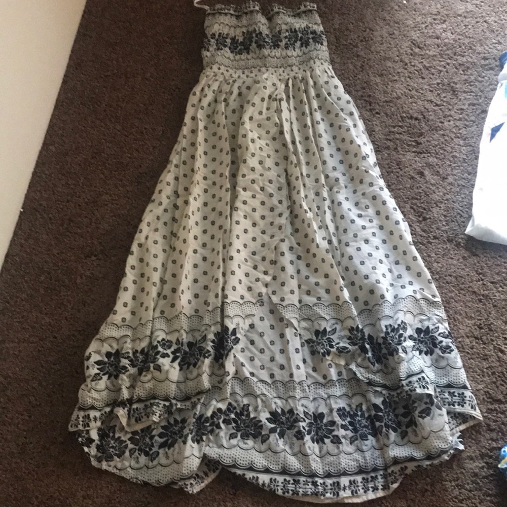 High-low flow print dress